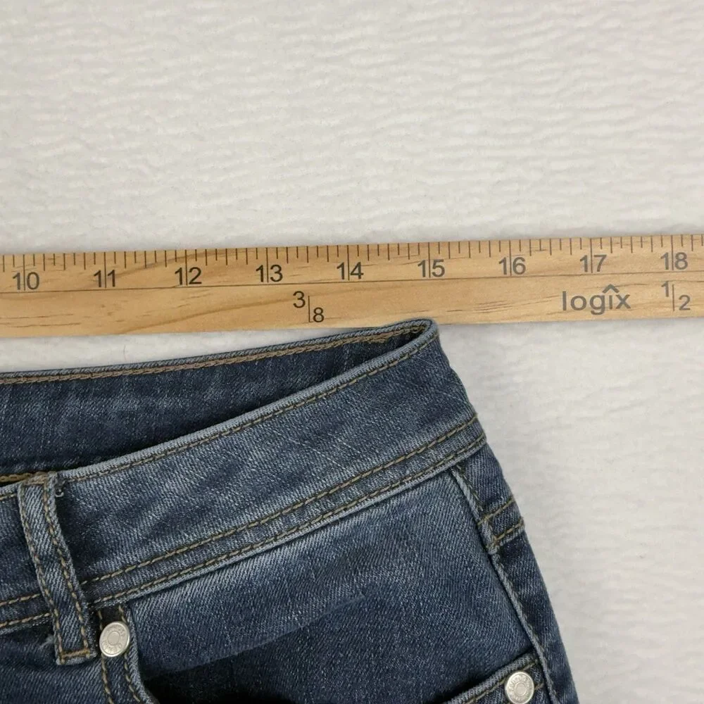 Cato High Rise Jeans Lace up Hem Women's 10 Petite (30x27 Fit) Dark Blue Denim - Picture 12 of 15